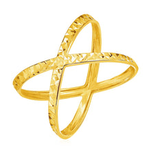 Load image into Gallery viewer, Yellow Gold 14k Textured X Profile Fancy Ring