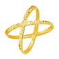 Yellow Gold 14k Textured X Profile Fancy Ring