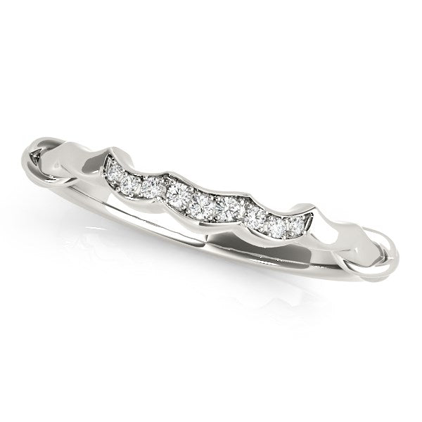 White Gold 14k Scallop Diamond Wedding Rings