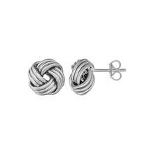 Load image into Gallery viewer, White Gold 14k Love Knot Post Earrings with Pushback Clasps