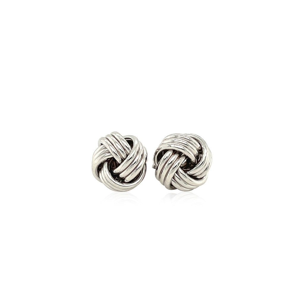 White Gold 14k Love Knot Post Earrings with Pushback Clasps