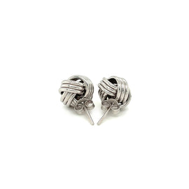 White Gold 14k Love Knot Post Earrings with Pushback Clasps