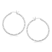 Load image into Gallery viewer, Sterling Silver Rhodium Plated Woven Style Polished Hoop Earrings