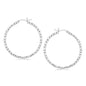 Sterling Silver Rhodium Plated Woven Style Polished Hoop Earrings