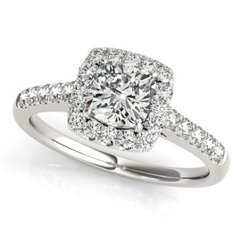 White Gold 14k Square Outer Shape Round Diamond Engagement Ring