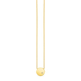 14k Yellow Gold Necklace with Polished Round Pendant with Diamond