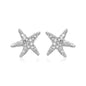 Sterling Silver Petite Starfish Earrings with Cubic Zirconias