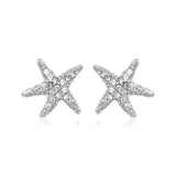 Sterling Silver Petite Starfish Earrings with Cubic Zirconias