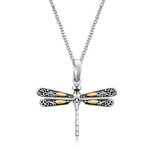 Load image into Gallery viewer, Yellow Gold and Sterling Silver 18k in a Dragonfly Crafted Design Pendant