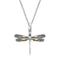 Yellow Gold and Sterling Silver 18k in a Dragonfly Crafted Design Pendant