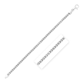 Sterling Silver 4.2mm Rhodium Plated Square Franco Chain