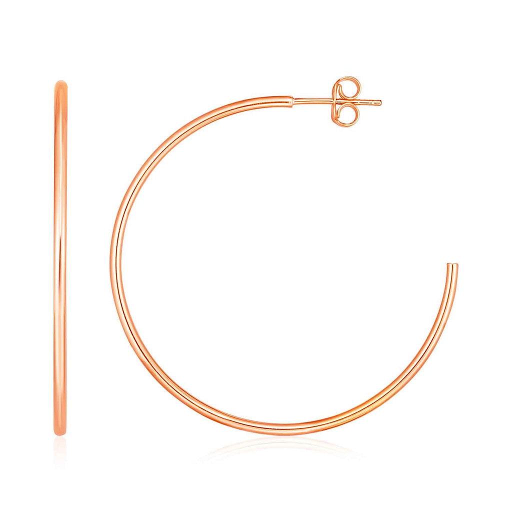 Rose Gold 14k Polished Hoop Earrings in Pushback Clasps