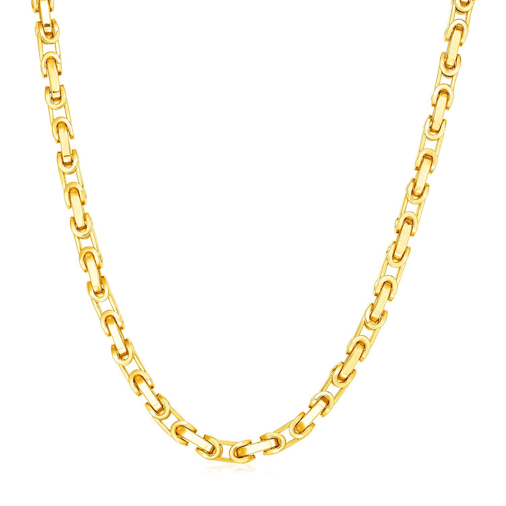 Yellow Gold 14k Chain Mens Byzantine Necklace