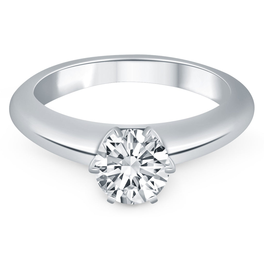 White Gold 14k Solitaire Cathedral Engagement Ring