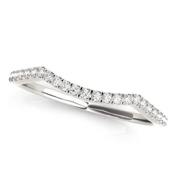 White Gold 14k Pave Set Curved Diamond Wedding Ring