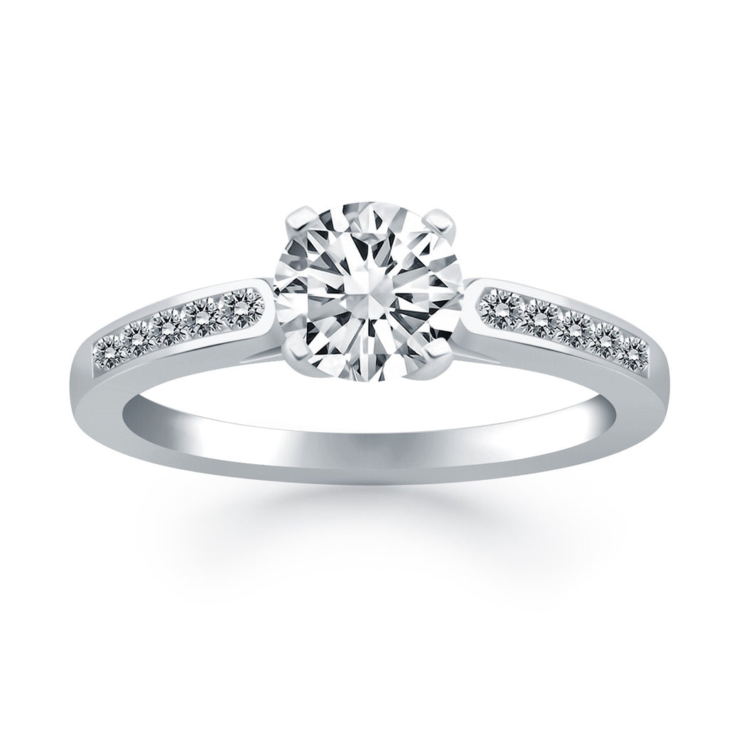 White Gold 14k Diamond Channel Cathedral Engagement Ring