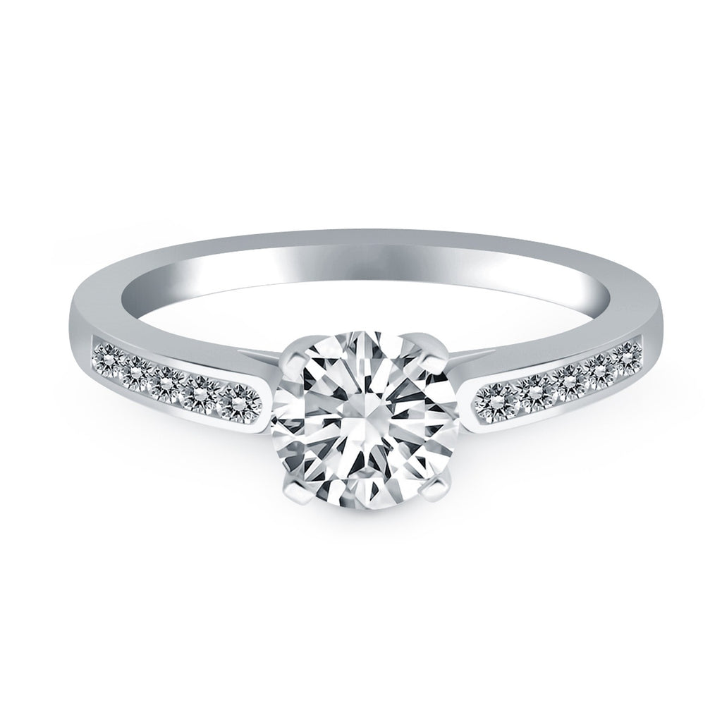 White Gold 14k Diamond Channel Cathedral Engagement Ring