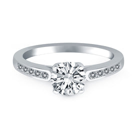 White Gold 14k Diamond Channel Cathedral Engagement Ring