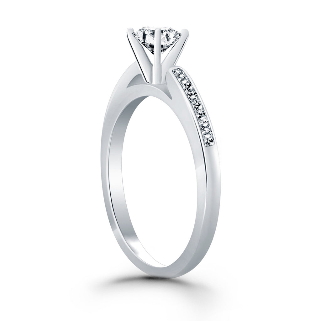 White Gold 14k Diamond Channel Cathedral Engagement Ring
