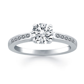 White Gold 14k Diamond Channel Cathedral Engagement Ring
