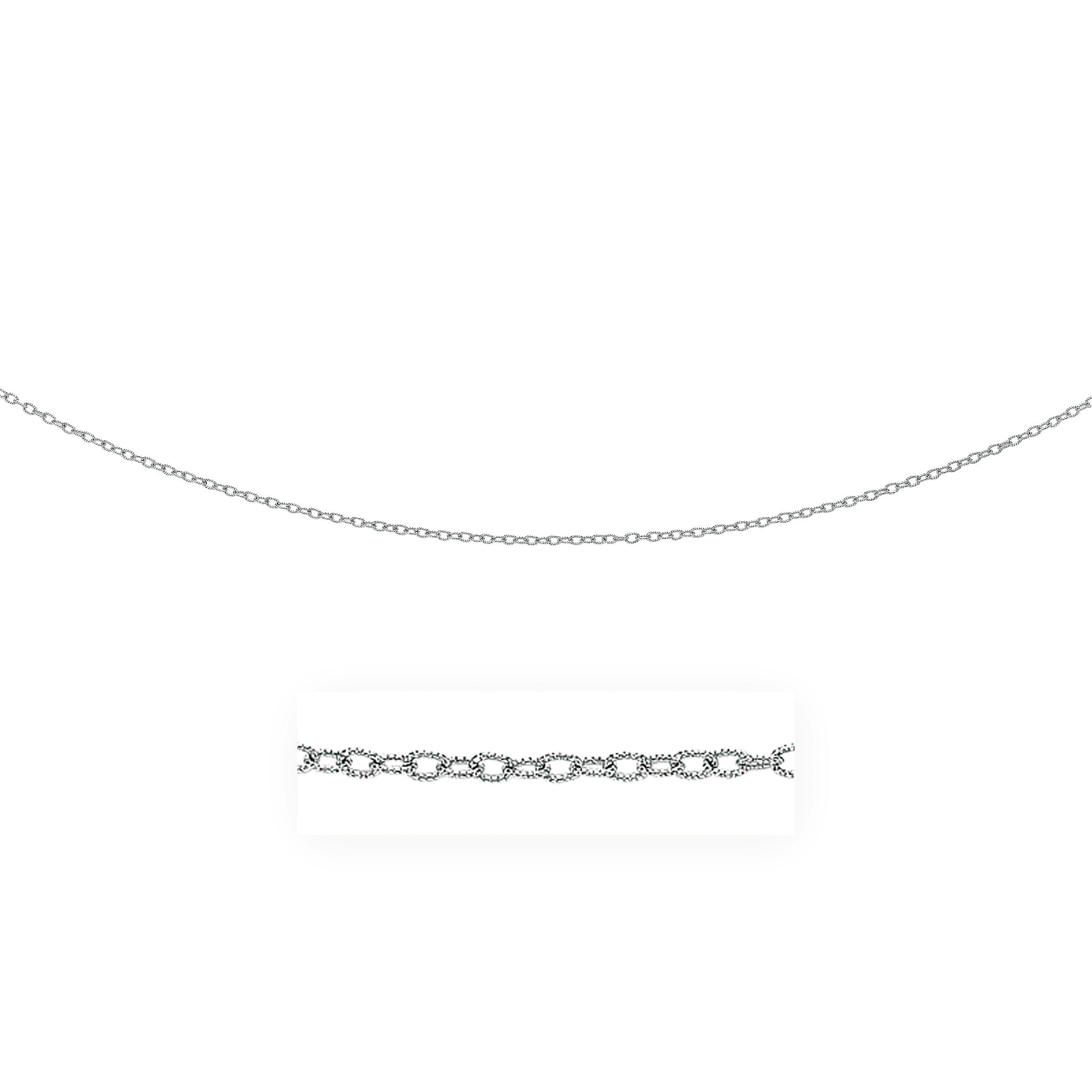 White Gold 14k 2.5mm Pendant Chain with Textured Links in Lobster Claw