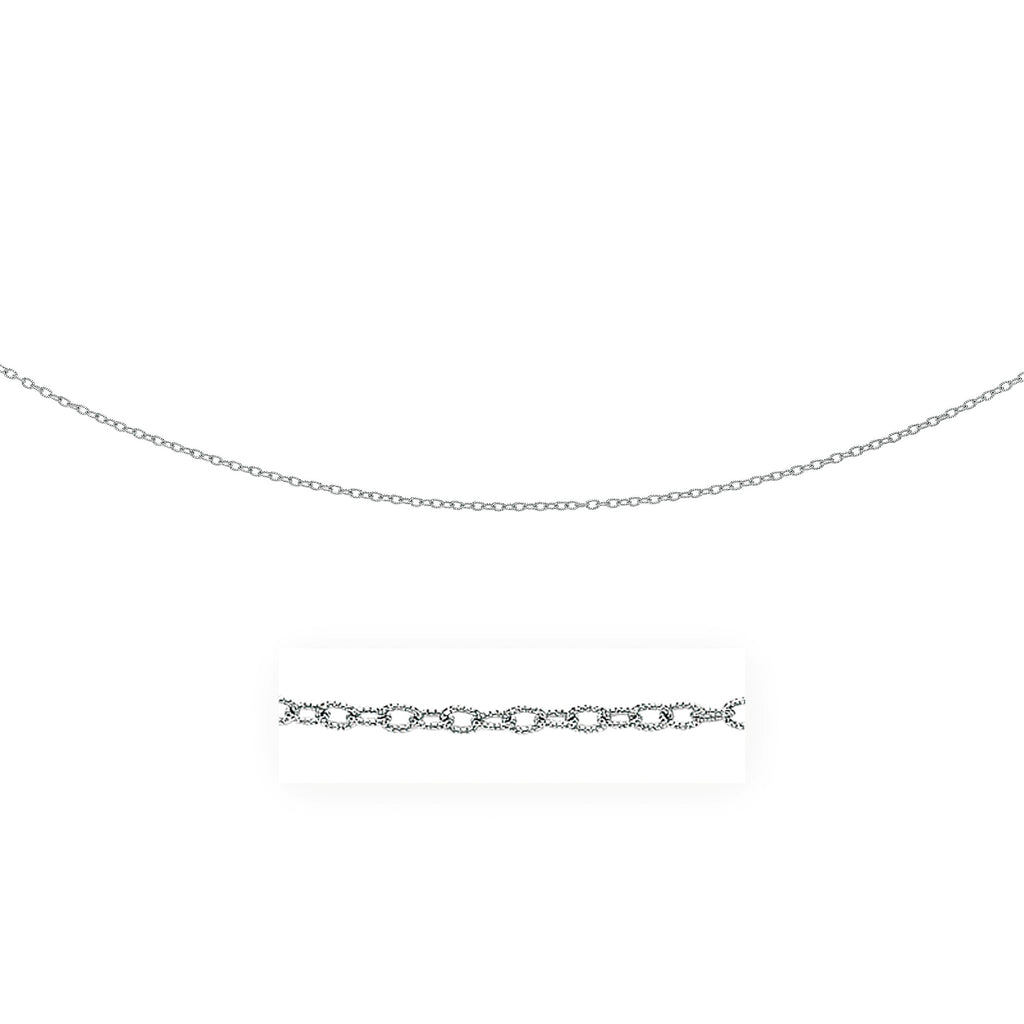 White Gold 14k 2.5mm Pendant Chain with Textured Links in Lobster Claw