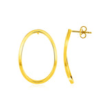 Yellow Gold 14k Curved Open Oval Post Earrings with Pushback Clasps