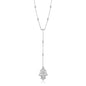 Sterling Silver Women's Lariat Necklace with Hand of Hamsa Symbol