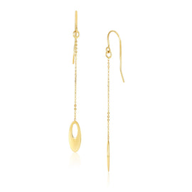Yellow Gold 14k Cutout Oval Chain Dangling Earrings