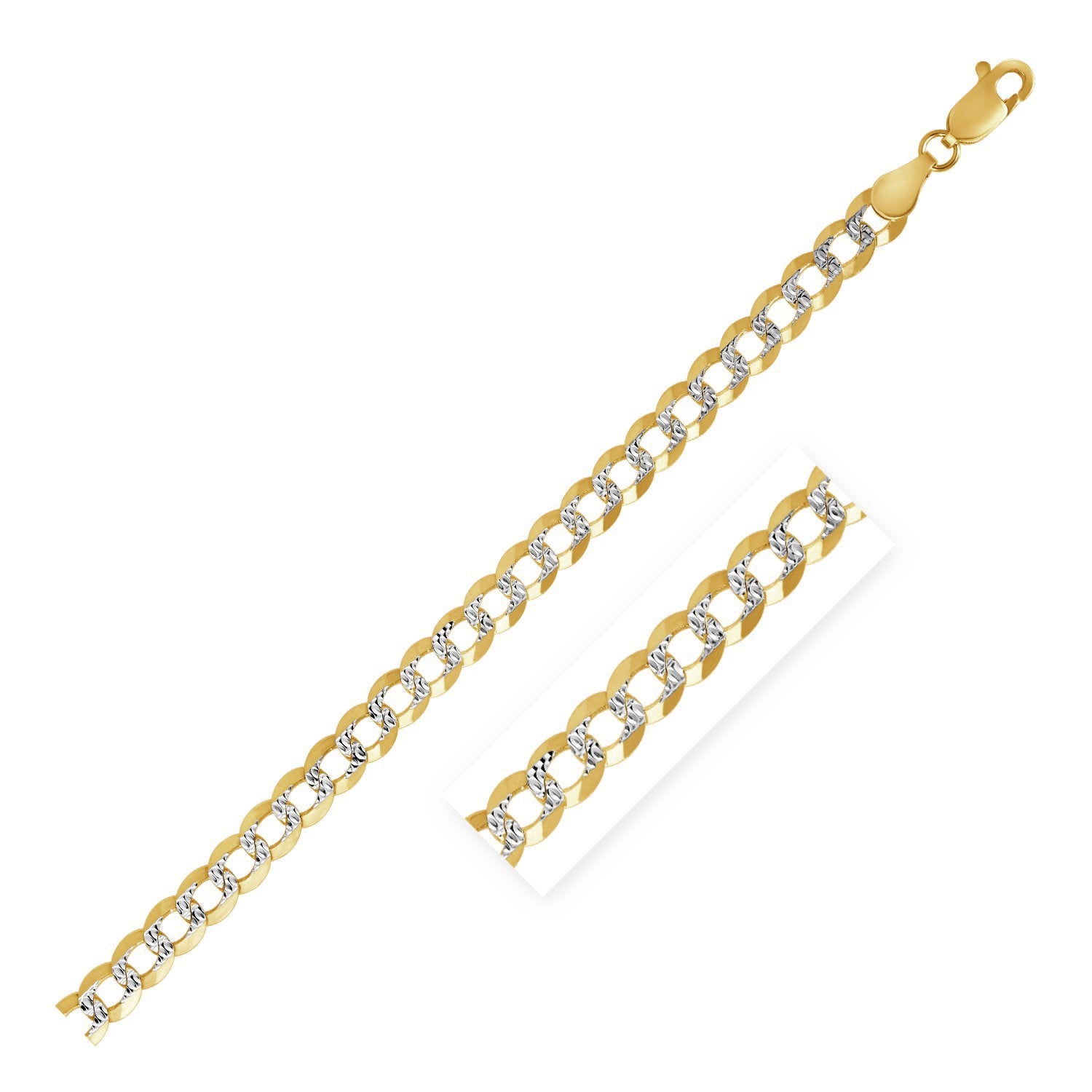 Two Tone Gold 3.2 mm 14k Pave Curb Chain