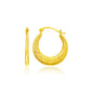 Yellow Gold 14k Graduated Round Textured Hoop Earrings with Snap Lock