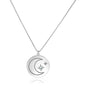 Sterling Silver 18 inch Women's Necklace with Engraved Moon and Stars and Diamonds
