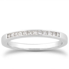 White Gold 14k Channel Set Princess Diamond Wedding Ring Band