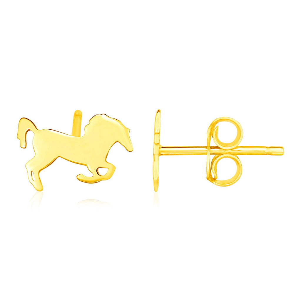 Yellow Gold 14K Horse Fancy Earrings