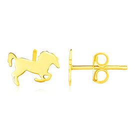 Yellow Gold 14K Horse Fancy Earrings