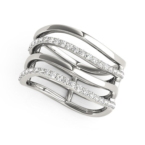 White Gold 14k Classic Multiple Band Design Rings with Diamonds