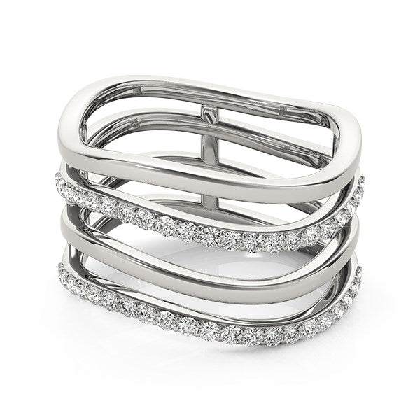 White Gold 14k Classic Multiple Band Design Rings with Diamonds