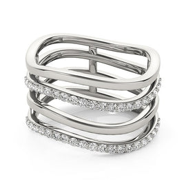 White Gold 14k Classic Multiple Band Design Rings with Diamonds
