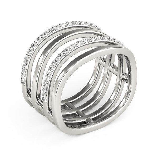 White Gold 14k Classic Multiple Band Design Rings with Diamonds