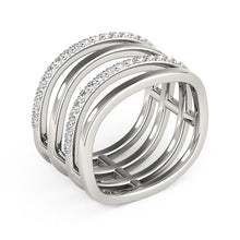 Load image into Gallery viewer, White Gold 14k Classic Multiple Band Design Rings with Diamonds
