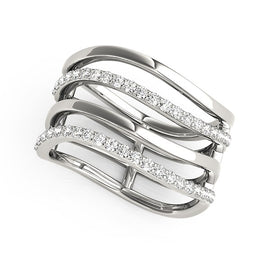 White Gold 14k Classic Multiple Band Design Rings with Diamonds