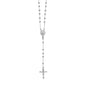 Sterling Silver Polished Rosary Chain and Bead Women's Religious Motif Necklace