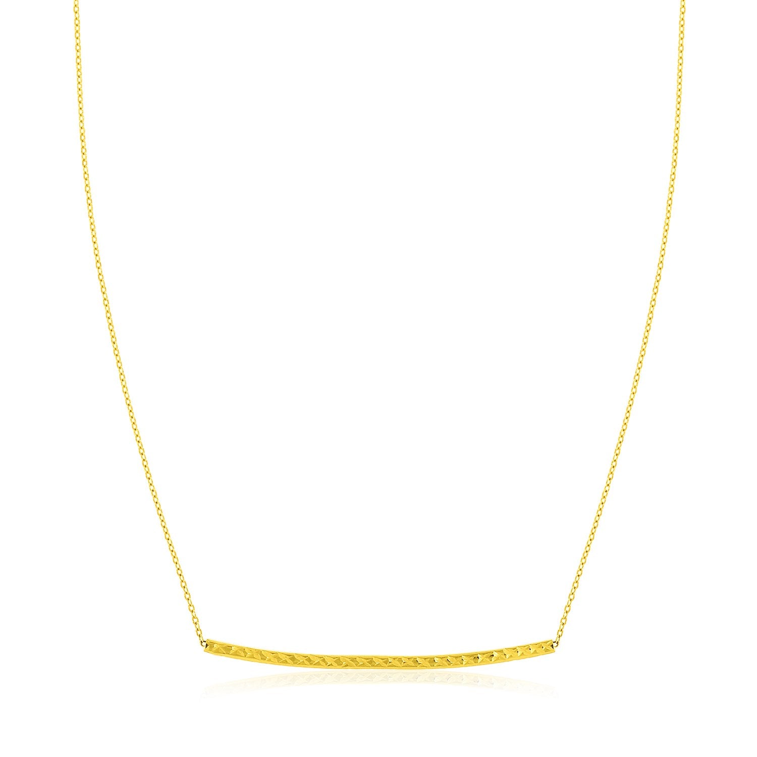 Yellow Gold 14k Thin Textured Women's Bar Necklace