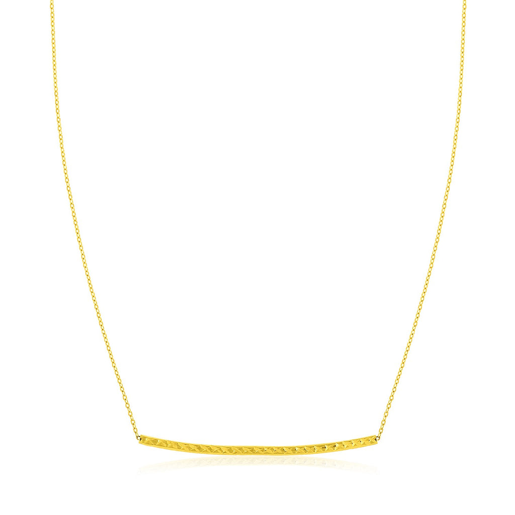 Yellow Gold 14k Thin Textured Women's Bar Necklace