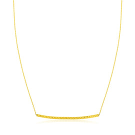 Yellow Gold 14k Thin Textured Women's Bar Necklace