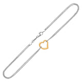 Yellow Gold and Sterling Silver 14k Anklet with a Single Open Heart Station
