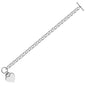 Sterling Silver Rhodium Plated Rolo Chain Women's Bracelet with a Heart Charm