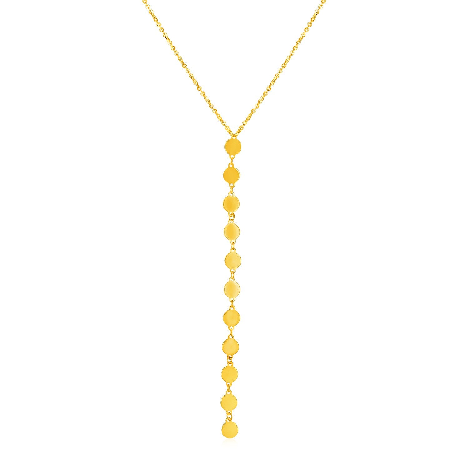Yellow Gold 14k Women's Lariat Style Necklace with Disks