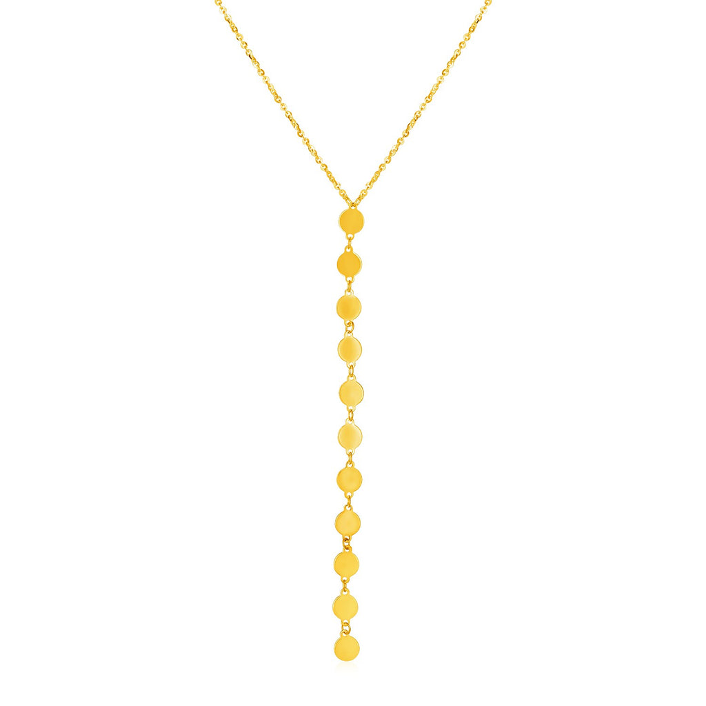 Yellow Gold 14k Women's Lariat Style Necklace with Disks