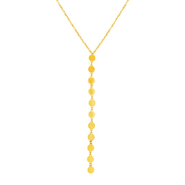 Yellow Gold 14k Women's Lariat Style Necklace with Disks